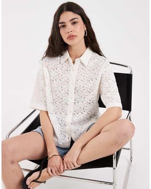 Levi's Camisa De Encaje De Manga Corta Blanca - Neutro