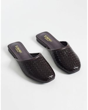 SIMMI Simmi London Nichola Wide Fit Woven Flat Mules - Black