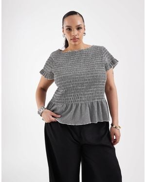 ONLY Ruched Detail Boatneck Top - Grey