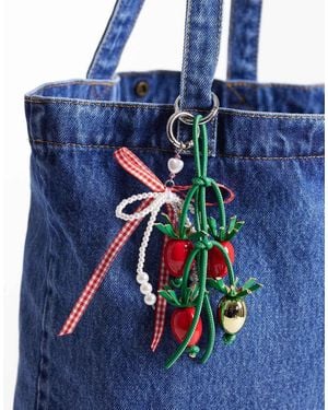 ASOS Tomato Gingham Bow Bag Charm - Blue