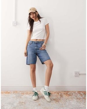 Noisy May High Waist baggy Denim Shorts - Blue