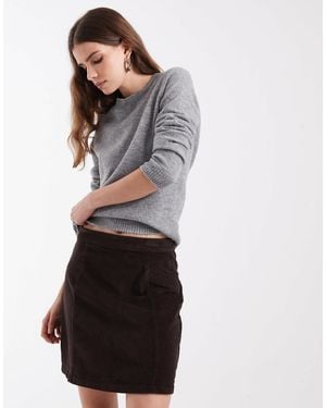 Vero Moda Mini-jupe taille haute en velours côtelé chocolat - Blanc