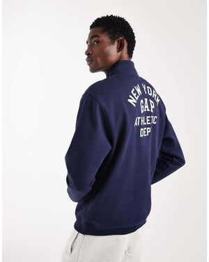 Gap New York Backprint 1/4 Zip Sweatshirt - Blue