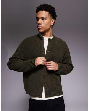 ASOS Oversized Knitted Crew Neck Cardigan - Grey