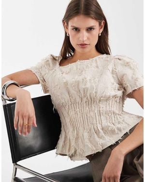 laagam Vaiana Ruffle Blouse - Brown