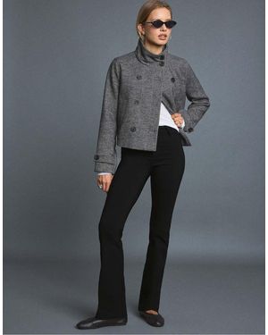 Stradivarius High Neck Wool-blend Jacket - Grey