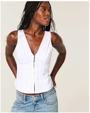 Hollister Hook & Eye Lace Trim Tank - White