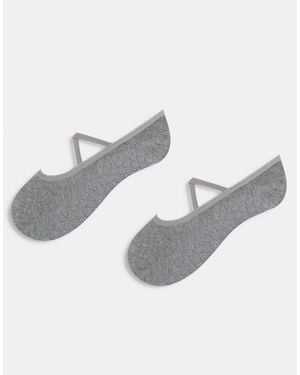 4505 – pilates – 2er-pack rutschfeste socken mit elastischen bändern - Grau