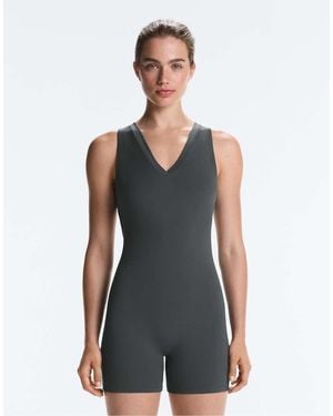 Oysho Open-back Comfortlux Short Jumpsuit - Grey