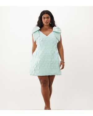 ASOS Curve Bow Shoulder Disc Mini Dress - Blue