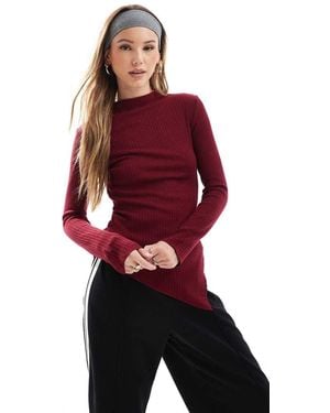 Stradivarius Asymmetric Knitted Top - Red