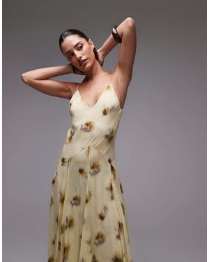 Mango Capsule Chiffon Maxi Dress With Godetes - Yellow