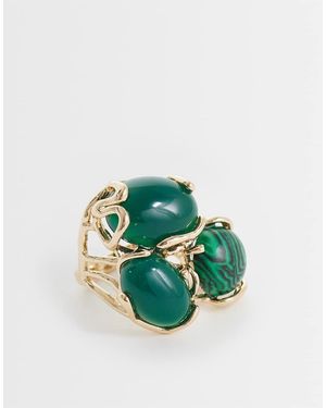 Reclaimed Vintage Ring Met Wikkelstijl En Edelsteen - Groen