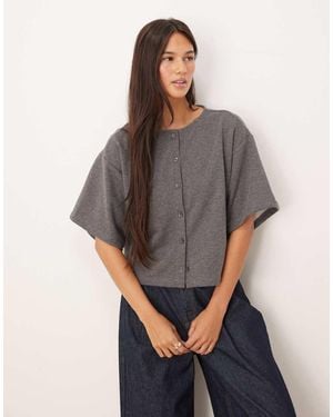 ASOS Boxy Button Through Sweat Top - Grey
