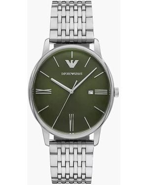 Emporio Armani Three-Hand Date Stainless Steel Watch - Metallic