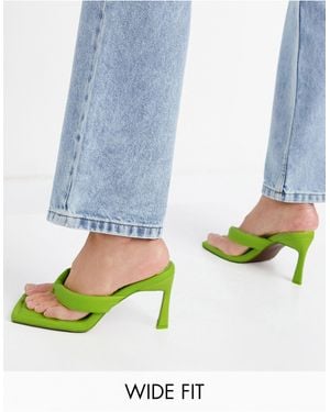 ASOS Wide Fit Haven Padded Toe Thong Heeled Sandals - Green
