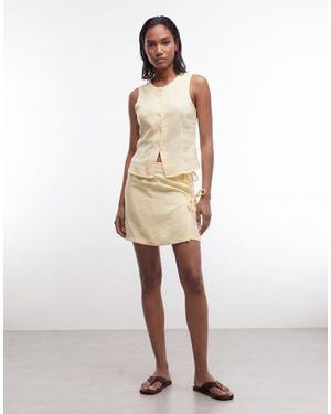 Noisy May Linen Mix Wrap Around Tie Side Mini Skirt Co-ord - Natural