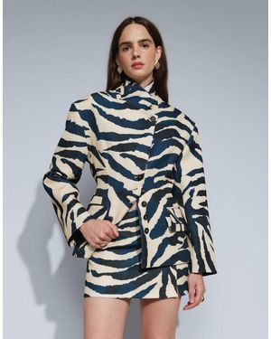 TOPSHOP Minigonna Sartoriale Coordinata Zebrata - Grigio