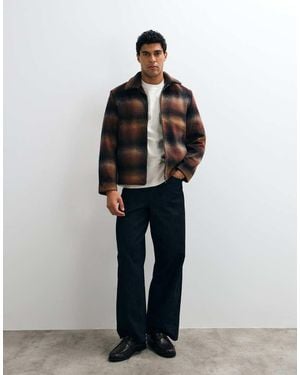 SELECTED Wool Blend Check Zip Jacket - Multicolour