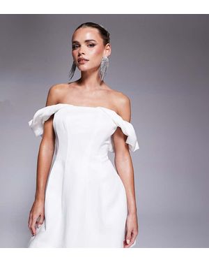 Forever New Vestido Corto Con Escote Bardot De -Blanco - Gris