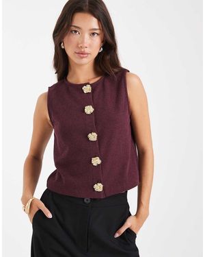 Miss Selfridge Chaleco De Traje Con Detalle De Flores De Metal De -Morado