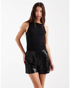 ONLY – pailletten-hotpants - Schwarz