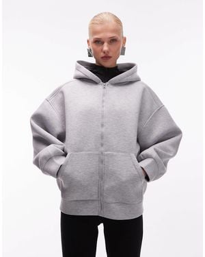 ASOS Double Face Oversized Zip Up Hoodie - Gray