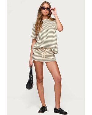 Edikted Brena Striped Mini Skort - Natural