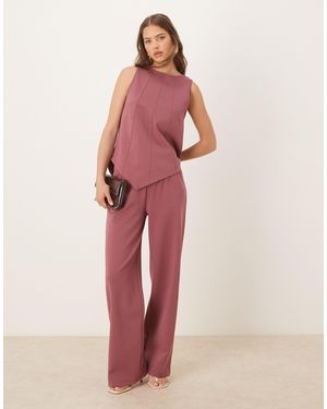 ASOS Co-ord Interlock Wide Leg Trouser - Pink