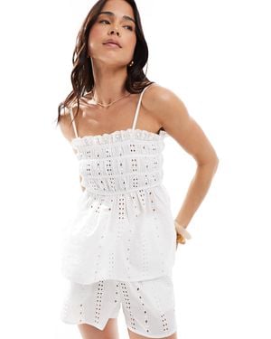 esmé studios Esmee Exclusive Cami Broderie Beach Top Co-ord - White