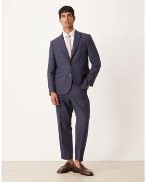 ASOS Tapered Suit Pants With Wool Pinstripe - Blue