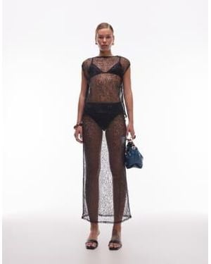 ASOS Co-ord Sequin Mesh Sheer Midi Skirt - Black
