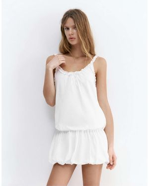 Pull&Bear – kurzes ballonkleid - Weiß