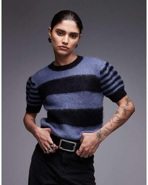 AllSaints Clem Knitted Stripe Tee - Blue