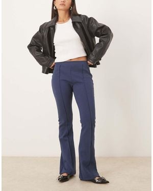 ASOS Mid Rise Skinny Flare Interlock Trousers - Blue