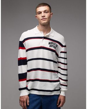 Tommy Hilfiger Gebreid Gestreept Sweatshirt Met Polokraag - Grijs