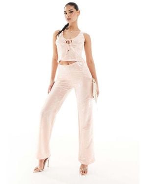 Kaiia Sequin Sleeveless Tie Front Top Co-Ord - White