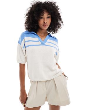 ASOS Polo rayé en maille compacte - bleu - Blanc