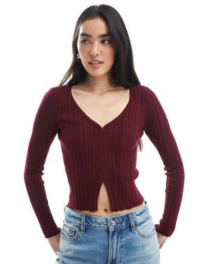 Cotton On Cropped Ribbed Cardigan - Red