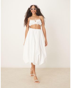 Abercrombie & Fitch High Rise Bubble Maxi Skirt - Natural