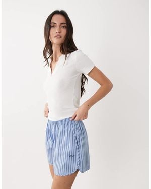 BOSS Tiplyna Striped Shorts - Blue