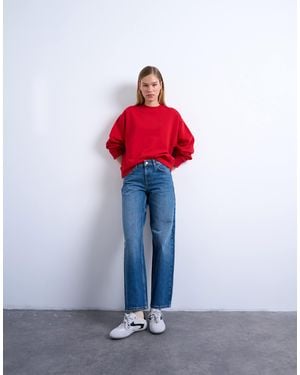TOPSHOP Cinch Low Rise Relaxed Jeans - Red