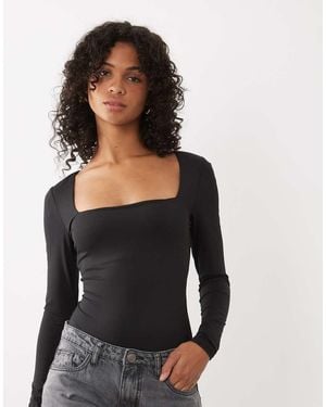 New Look Long Sleeve Square Neck Slinky Body - Black