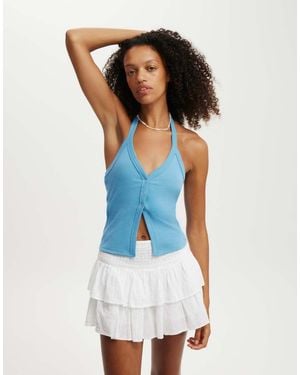 Cotton On Alexa Button Front Halter - White