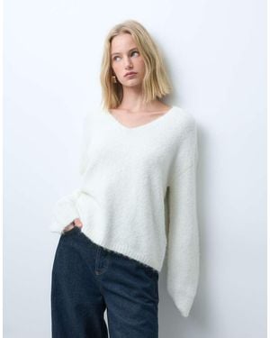Vero Moda Oversized V Neck Soft Knit Jumper - White