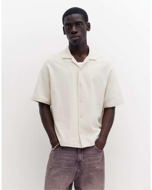 Pull&Bear Terrycloth Short Sleeve Shirt - White