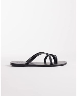SEQWL Sandali Bassi Con Fascette Neri - Nero