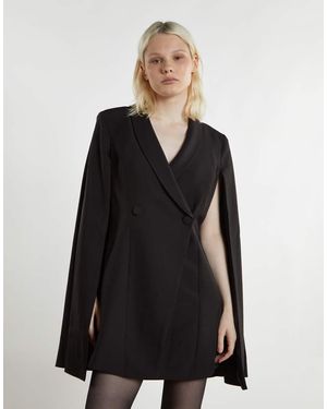 NARRATED Double Breasted Blazer Dress With Cape - Black