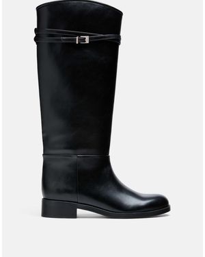 Stradivarius Bottes plates d'équitation es - Noir