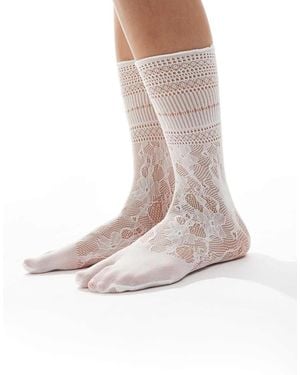 ASOS Sheer Lace Split-toe Socks - Natural